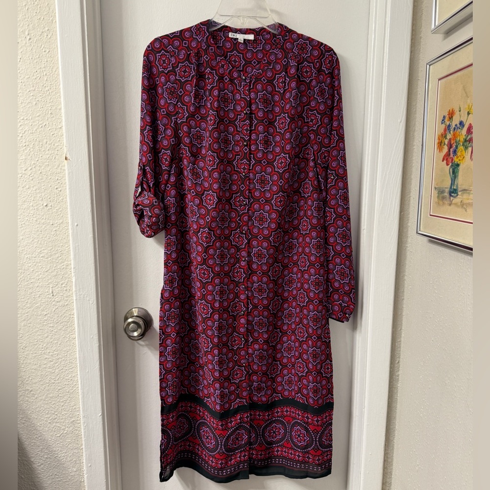 DR2 Long Line Tunic Button Front Blouse | Size S